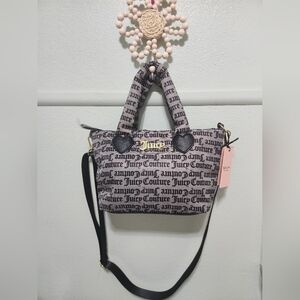 Juicy Couture Puffer Nylon Black/Gray Crossbody Bag with Adjustable Strap